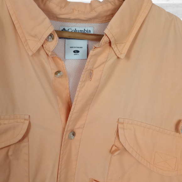 COLUMBIA Men's PFG Peach Short Sleeve Vented Button Down‎ Shirt Size Large - Picture 4 of 7